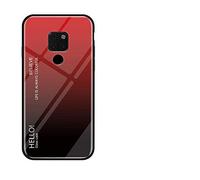 BestCatgift Glare Series Mate 20 X Phone Cover Accessories [Glass Shell][Gradient Coque] Bumper Shockproof pour Huawei Mate 20 X - Red-Black