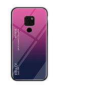 BestCatgift Glare Series Mate 20 X Phone Cover Accessories [Glass Shell][Gradient Coque] Bumper Shockproof pour Huawei Mate 20 X - Rose-Gray