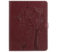 Bestcatgift iPad 2 3 4 PU Leather Wallet Coque, [Embossed Cats and Trees][Wake/Sleep Function][Touch Pen Cover] iPad 2 3 4 Smart Cover Wallet Coque pour iPad 2 3 4 - Brown