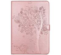 Bestcatgift iPad 2018 PU Leather Wallet Coque, [Embossed Cats and Trees][Wake/Sleep Function][Touch Pen Cover] iPad Smart Cover Wallet Coque pour iPad 2018/iPad 2017 - Rose Gold