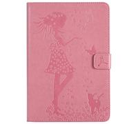 Bestcatgift iPad Mini PU Leather Wallet Coques,[Embossed Women and Cats][Wake/Sleep Function][Touch Pen Cover] iPad Mini Smart Cover Wallet Coque pour iPad Mini 1 2 3 - Pink