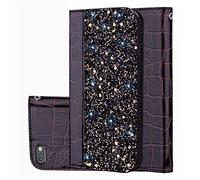 BestCatgift iPhone 6S Plus PU Leather Wallet Coque [Crocodile Pattern][Shimmering Powder] Flip Cover with Wrist Strap pour iPhone 6 Plus - Black Brown