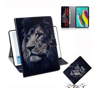 Bestcatgift MediaPad M5 Lite 10 Flip Wallet Coque, [Painting Series][Cards Slots] PU Leather Folio Wallet Cover pour Huawei MediaPad M5 Lite 10 - Lion