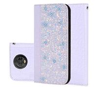 BestCatgift Moto G6 PU Leather Wallet Coque [Crocodile Pattern][Shimmering Powder] Flip Cover with Wrist Strap pour Motorola Moto G6/Moto 1S/Moto G (6th Generation) - White