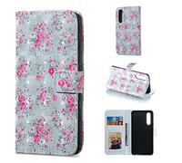 BestCatgift P30 PU Leather Folio Flip Cover [3D Relief Pattern ][Kickstand] pour Huawei P30 Magnetic Wallet Coque - Rose