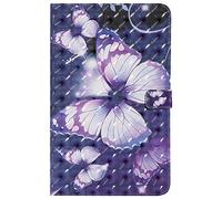 Bestcatgift PU Leather Wallet Coque pour Galaxy Tab A 10.1, [3D Relief Pattern][Touch Pen Cover] Smart Flip Cover pour Galaxy Tab A 10.1 inch SM-T580 SM-T585 - Purple Butterfly