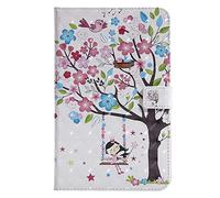 Bestcatgift PU Leather Wallet Coque pour Galaxy Tab A 8.0, [3D Relief Pattern][Touch Pen Cover] Flip Cover Wallet Coque pour Galaxy Tab A 8.0 inch SM-T387 2018 - Girl Under The Tree