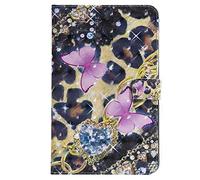 Bestcatgift PU Leather Wallet Coque pour Galaxy Tab A 8.0, [3D Relief Pattern][Touch Pen Cover] Flip Cover Wallet Coque pour Galaxy Tab A 8.0 inch SM-T387 2018 - Pink Butterfly