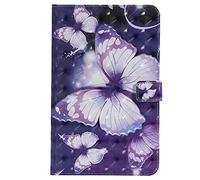 Bestcatgift PU Leather Wallet Coque pour Galaxy Tab A 8.0, [3D Relief Pattern][Touch Pen Cover] Flip Cover Wallet Coque pour Galaxy Tab A 8.0 inch SM-T387 2018 - Purple Butterfly