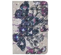 Bestcatgift PU Leather Wallet Coque pour Galaxy Tab A 8.0, [3D Relief Pattern][Wake/Sleep Function][Touch Pen Cover] Smart Flip Cover pour Galaxy Tab A 8.0 inch SM-T350 SM-T355 2015 - Black Butterfly