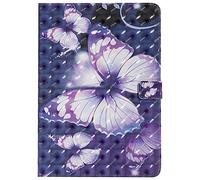 Bestcatgift PU Leather Wallet Coque pour iPad 2018, [3D Relief Pattern][Wake/Sleep Function][Touch Pen Cover] Smart Cover Wallet Coque pour iPad 2018/iPad 2017 - Purple Butterfly