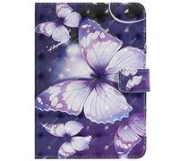 Bestcatgift PU Leather Wallet Coque pour Whiel 4, [3D Relief Pattern][Wake/Sleep Function][Touch Pen Cover] Flip Cover Wallet Coque pour Amazon Whiel 1 2 3 (6.0 inch) - Purple Butterfly