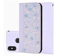 BestCatgift Redmi Note 5 Pro PU Leather Wallet Coque [Crocodile Pattern][Shimmering Powder] Flip Cover with Wrist Strap pour Xiaomi Redmi Note 5 Pro - White