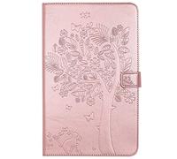 Bestcatgift Tab A 10.1 PU Leather Wallet Coque, [Embossed Cats and Trees][Touch Pen Cover] Smart Flip Cover pour Samsung Galaxy Tab A 10.1 inch SM-T580 SM-T585 - Rose Gold