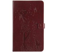 Bestcatgift Tab A 10.1 PU Leather Wallet Coques,[Embossed Women and Cats][Touch Pen Cover] Smart Flip Cover pour Samsung Galaxy Tab A 10.1 inch SM-T580 SM-T585 - Brown