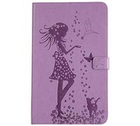 Bestcatgift Tab A 10.1 PU Leather Wallet Coques,[Embossed Women and Cats][Touch Pen Cover] Smart Flip Cover pour Samsung Galaxy Tab A 10.1 inch SM-T580 SM-T585 - Purple