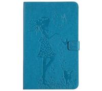 Bestcatgift Tab A 10.1 PU Leather Wallet Coques,[Embossed Women and Cats][Wake/Sleep Function][Touch Pen Cover] Smart Flip Cover pour Samsung Galaxy Tab A 10.1 inch SM-T580 SM-T585 - Blue