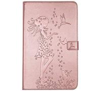 Bestcatgift Tab A 10.1 PU Leather Wallet Coques,[Embossed Women and Cats][Wake/Sleep Function][Touch Pen Cover] Smart Flip Cover pour Samsung Galaxy Tab A 10.1 inch SM-T580 SM-T585 - Rose Gold