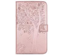 Bestcatgift Tab A 7.0 PU Leather Wallet Coque, [Embossed Cats and Trees][Wake/Sleep Function][Touch Pen Cover] Smart Flip Cover pour Samsung Galaxy Tab A 7.0 inch SM-T280 SM-T285 - Rose Gold