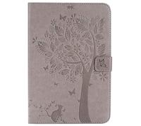 Bestcatgift Tab A 8.0 2015 PU Leather Wallet Coque, [Embossed Cats and Trees][Wake/Sleep Function][Touch Pen Cover] Smart Flip Cover pour Samsung Galaxy Tab A 8.0 inch SM-T350 SM-T355 2015 - Gray