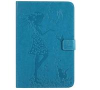 Bestcatgift Tab A 8.0 2015 PU Leather Wallet Coques,[Embossed Women and Cats][Wake/Sleep Function][Touch Pen Cover] Smart Flip Cover pour Samsung Galaxy Tab A 8.0 inch SM-T350 SM-T355 2015 - Blue