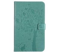 Bestcatgift Tab A 8.0 2017 PU Leather Wallet Coque, [Embossed Cats and Trees][Touch Pen Cover] Smart Flip Cover pour Samsung Galaxy Tab A 8.0 inch SM-T385 SM-T380 2017 - Green