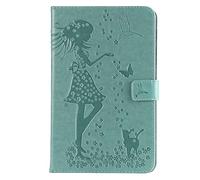 Bestcatgift Tab A 8.0 2018 PU Leather Wallet Coques,[Embossed Women and Cats][Touch Pen Cover] Tab A 8.0" Flip Cover Wallet Coque pour Samsung Galaxy Tab A 8.0 inch SM-T387 2018 - Green