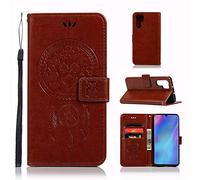 BestCatgift Wallet Coque P30 Pro Flip Cover with Owl Imprint Technology and [Kickstand][Wrist Strap] pour Huawei P30 Pro - Brown