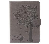 Bestcatgift Whiel 4 PU Leather Wallet Coque, [Embossed Cats and Trees][Touch Pen Cover] Whiel 6.0 inch Flip Cover Wallet Coque pour Amazon Whiel 1 2 3 - Gray