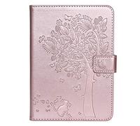 Bestcatgift Whiel 4 PU Leather Wallet Coque, [Embossed Cats and Trees][Touch Pen Cover] Whiel 6.0 inch Flip Cover Wallet Coque pour Amazon Whiel 1 2 3 - Rose Gold