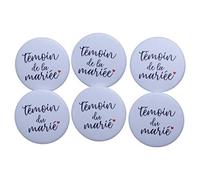 Bestdayever Lot de Badges Témoins Accessoire Mariage - Collection Calligraphie (3 Témoins de la mariée+3 Témoins du marié)