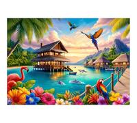 Bestdon Puzzle 1000 pièces pour adultes, perroquet, flamant rose, dauphin, puzzle animal, sophistiqué pour les activités familiales