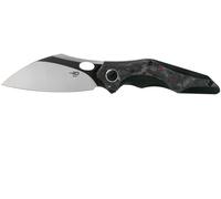 Bestech NOGARD M390, Satin+Black stonewash, Titane+Incrustation en fibre de carbone marbrée rouge no