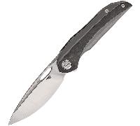 Bestech SENU S90V Stonewash+Satin Grey PVD with Ti/Marble Carbon inlayed handle BT2601B