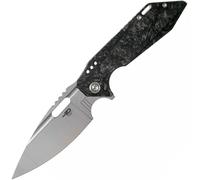 Bestech SHODAN S35VN, Stone Wash+Satin, Titane+Fibre de carbone, Gris BT1910C