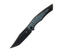 Bestech TOGATTA M390, Black Stonewashed, Titane + Incrustation en fibre de carbone noire et bleue, N