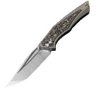 Bestech TOGATTA M390, Satiné + satin plat, Titane + incrustation en fibre de carbone cuivre Damas, B