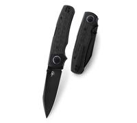 Bestech TONIC M390, Black Stonewashed, Titane + Incrustation en fibre de carbone, Noir BT2204E