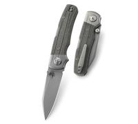 Bestech TONIC M390, Finition Bead Blast Stonewashed, Titane + Incrustations en micarta noir, Gris BT