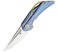 Bestech VIGIL M390, Satiné, Titane, Bleu BT2201B