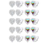 BESTEEL Boucles d'oreilles à clip en strass pour femme en forme de cœur avec pierre acrylique à l'intérieur en cristal pour concours de danse, spectacle, opéra, fête, boucles d'oreilles non percées 15