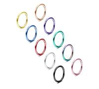 Besteel Lot de 10 anneaux de nez à charnière de 16 à 18 g pour hélix, cartilage, daith, boucles d'oreilles pour septum, tragus, conque, 8 à 12 mm, Métal, Zircone cubique