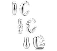 BESTEEL Lot de 3 paires de boucles d'oreilles à clip pour femme - Hypoallergéniques - Plaqué or 14 carats - Grosse goutte d'eau - Faux bijoux - Oreilles non percées, Zinc, Pas de pierre précieuse