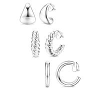 BESTEEL Lot de 3 paires de boucles d'oreilles à clip pour femme - Hypoallergéniques - Plaqué or 14 carats - Grosse goutte d'eau - Faux bijoux - Oreilles non percées, Zinc, Pas de pierre précieuse