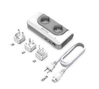 BESTEK 200W Transformateur de Voltage Voyage 110V à 220V avec Adaptateur AUS UK EU USA, avec 2 Prises AC et 4 Ports USB, Convertisseur de Tension Universel pour Americaine Japon Thai Chine 150 Pays