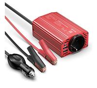 BESTEK Convertisseur 12V 220V 300W Onduleur Métal Chargeur Allume-Cigare Transformateur de Courant pour Voiture avec 1 AC Prise et 2 Ports USB 2,4 A et Clip de Batterie