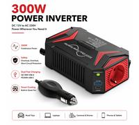 BESTEK Onduleur 300W DC 12V vers 230V AC pour le retour à l'école, onde sinusoïdale pure, avec chargeur rapide PD 30W USB-C & prise allume-cigare pour ordinateur portable