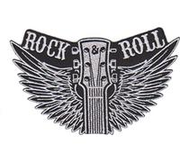 Bestellmich Écusson thermocollant Motif guitare Rock n Roll Musique Wings 12 x 7 cm