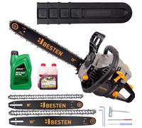 BESTEN Scie à essence, Tronçonneuse à essence, 58CC Tronçonneuse à bois, 2x chaîne, 2x guide-chaîne + huile