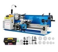 BestEquip Tour à Métaux de Précision 7"x14" Vitesse Variable 50-2500tr/min Moteur 220V en Nylon Kit Mini Tour à Métal avec Lampe Mobile pour Travaux de Précision Travaux d'Usine